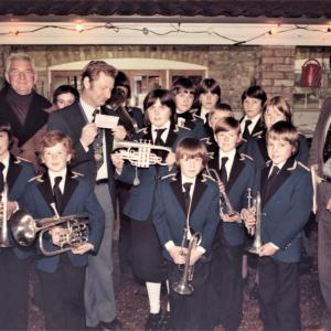017SB Lakenheath Silver Band Juniors being presented with a cheque from Mildenhall Round Tables Paul Starling 1979