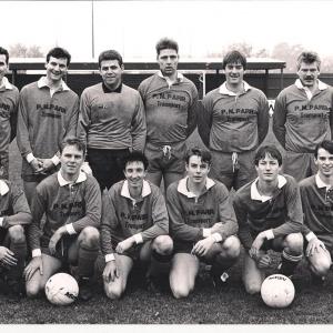 0016S Lakenheath Reserves before the Bury Town A vs Lakenheath Reserves fixture at Ram Meadow in the Bury and District League in the 1991 2 season.